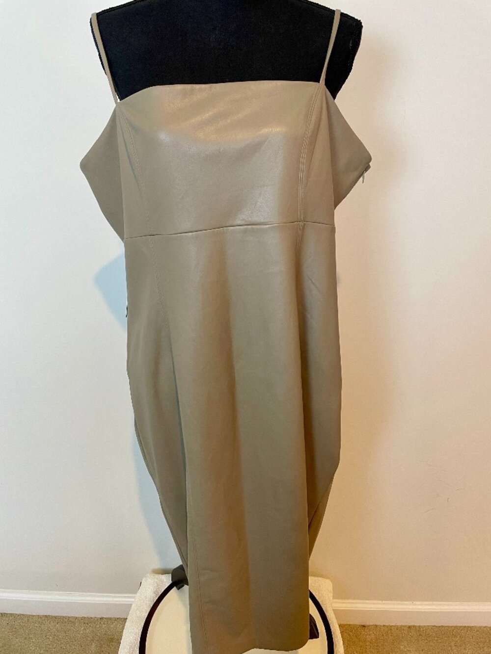 Express Body Contour Faux Leather Cami Midi Dress Size XL